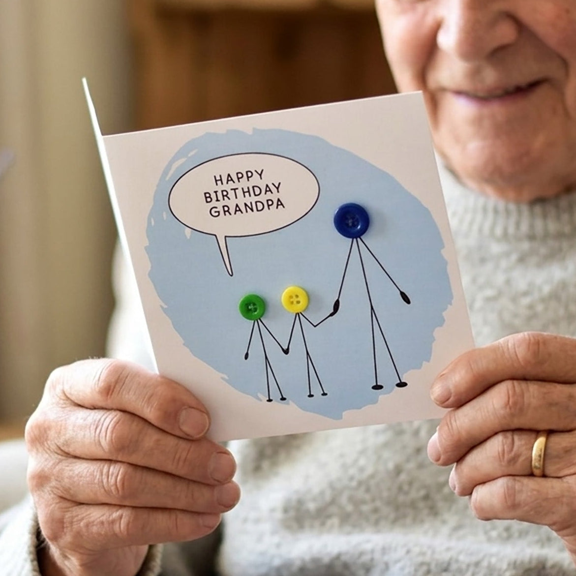 Love You Grandad Button People Card
