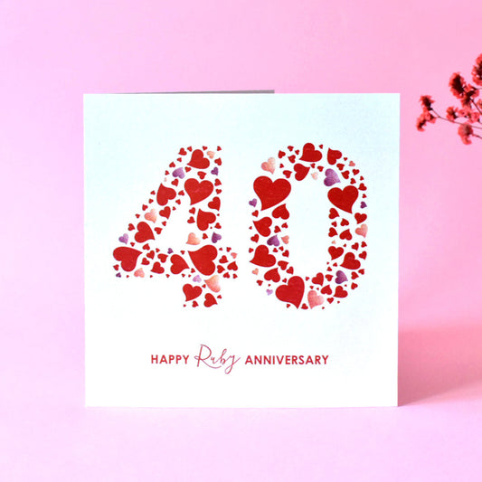 Happy 40th Ruby Wedding Anniversary Card.