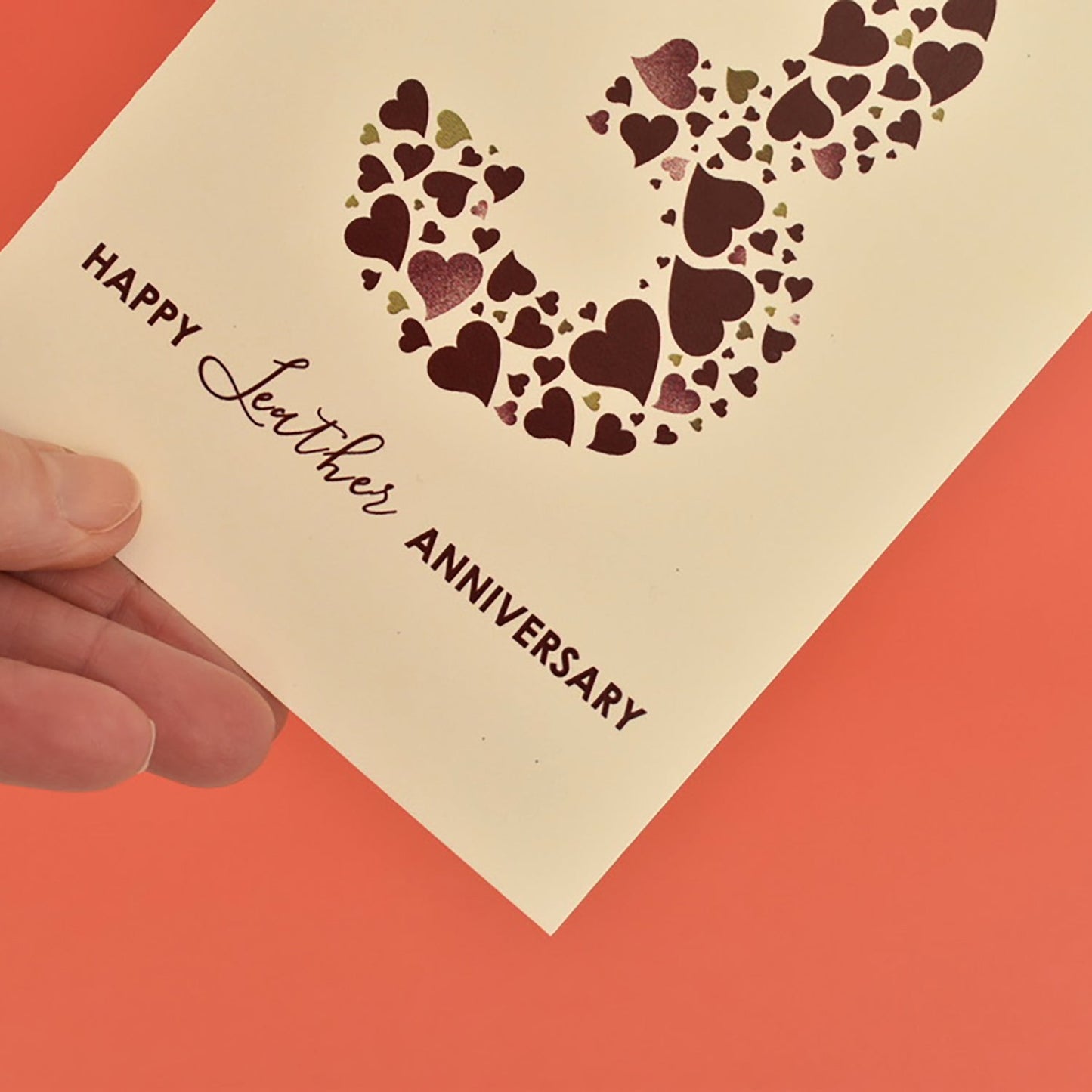 Cream Leather Wedding Anniversary Card