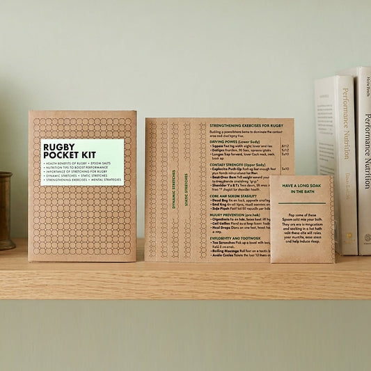 Rugby Pocket Kit, full set with A6 cards and 100% Epsom Salts.