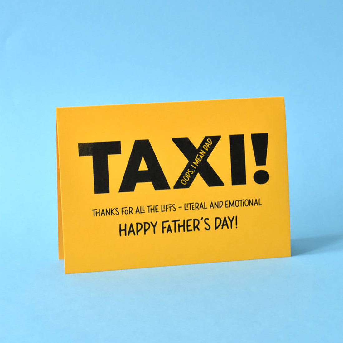 ather’s Day card with witty text about dad being a taxi, perfect from children or teens.