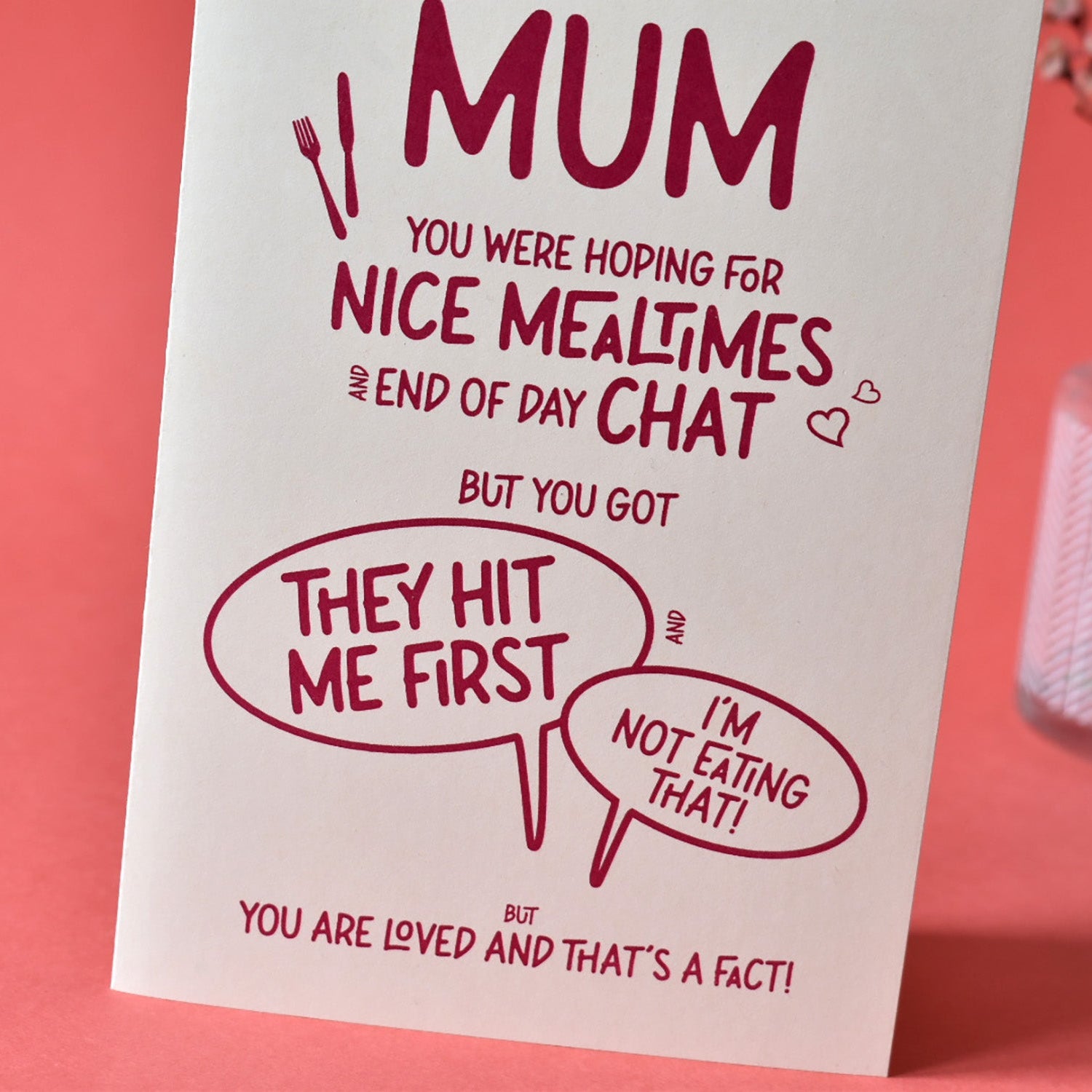 Mum you were hoping for nice mealtimes and and end of day chat, but you got “They hate me first” and “Im not eating that” BUT you are loved and that’s a fact!