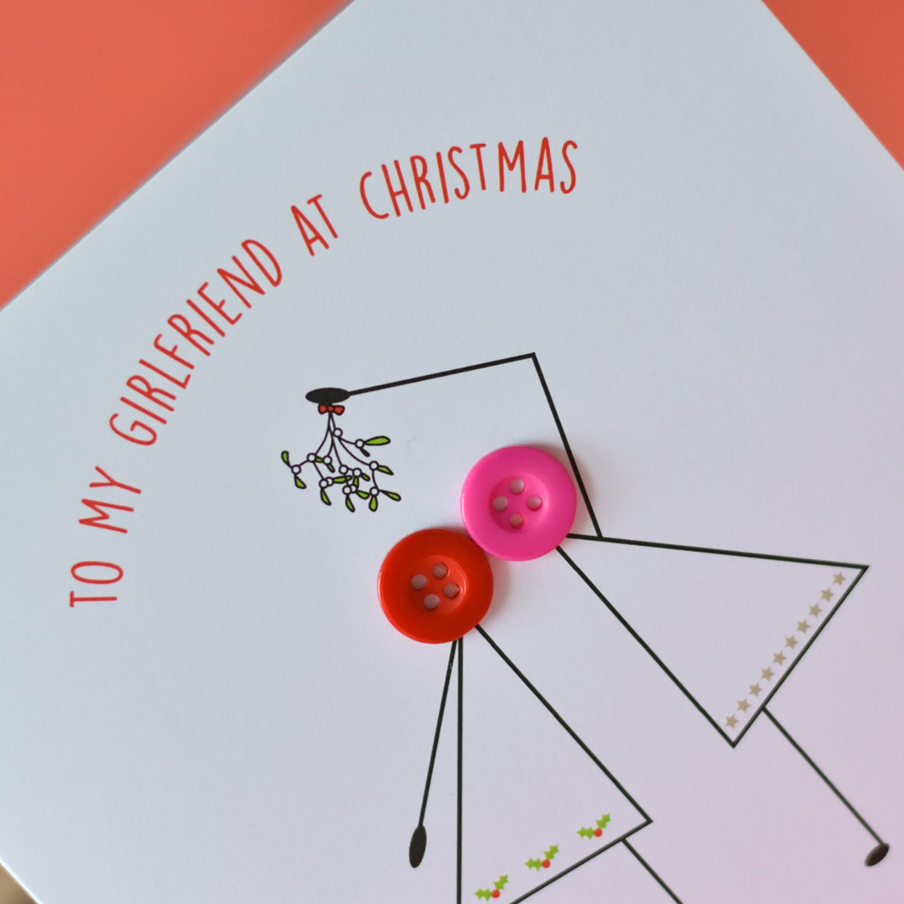 To My Girlfriend Mistletoe Kiss Christmas Card - LGBTQ