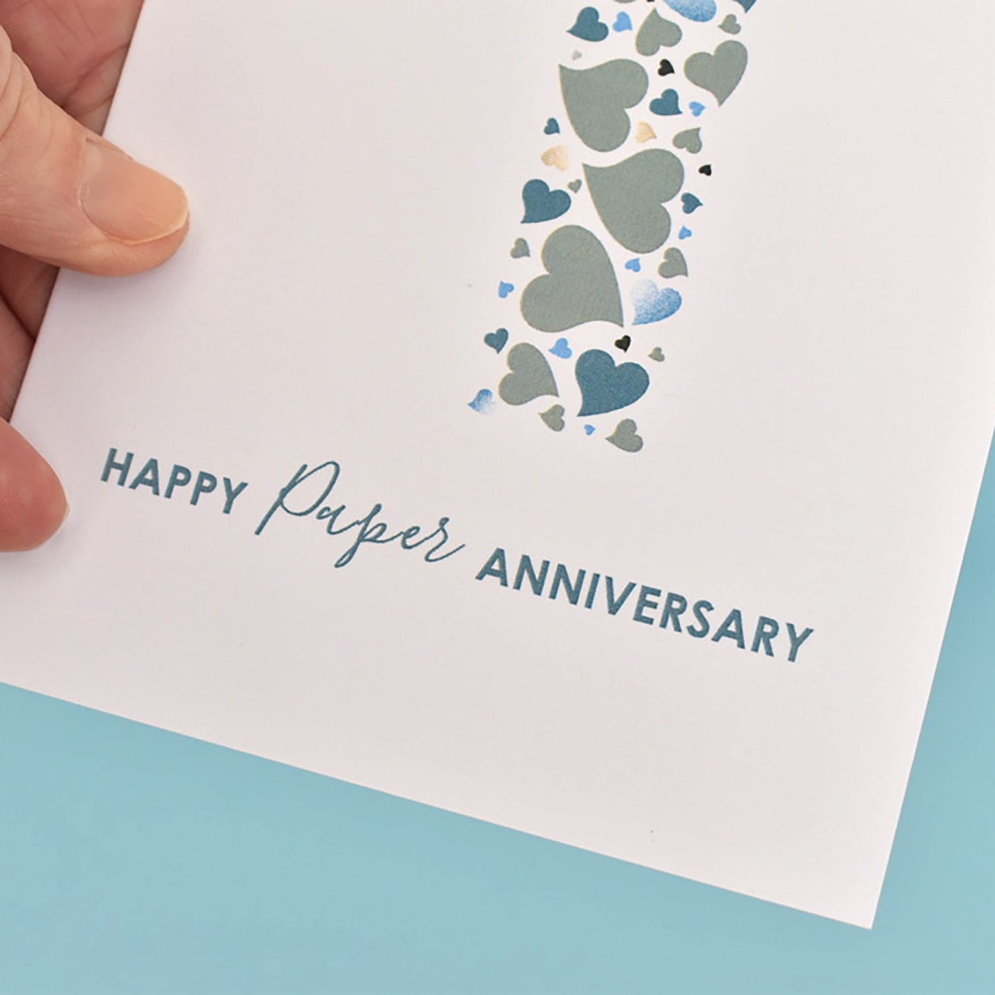 Paper 1st Wedding Anniversary Card with Love Hearts