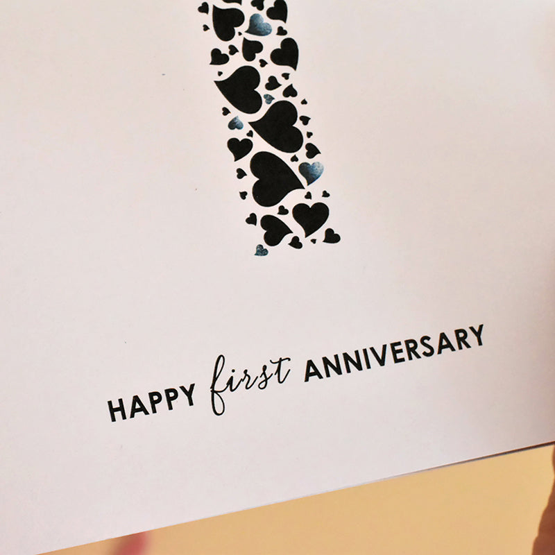 1st Wedding Anniversary Card with Love Hearts