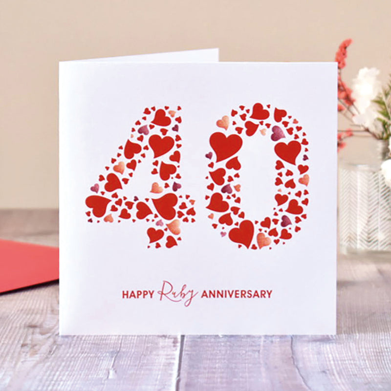Lots of Hearts Ruby Anniversary Card Digital Download