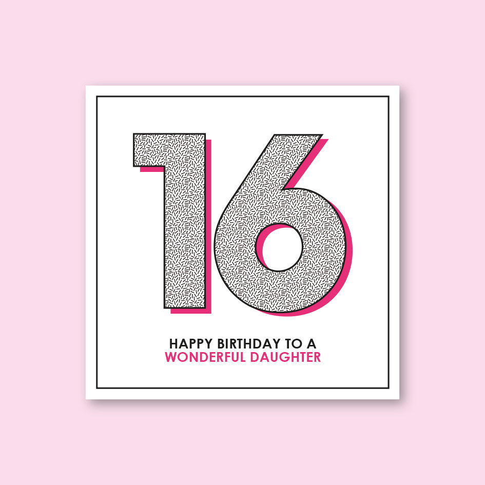 Daughter 16th Birthday Card - WHOLESALE PACK OF 6
