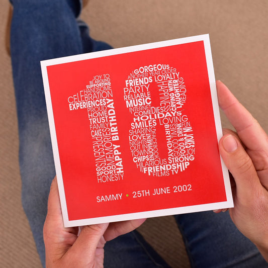 Typographic personalised 18th Birthday Card
