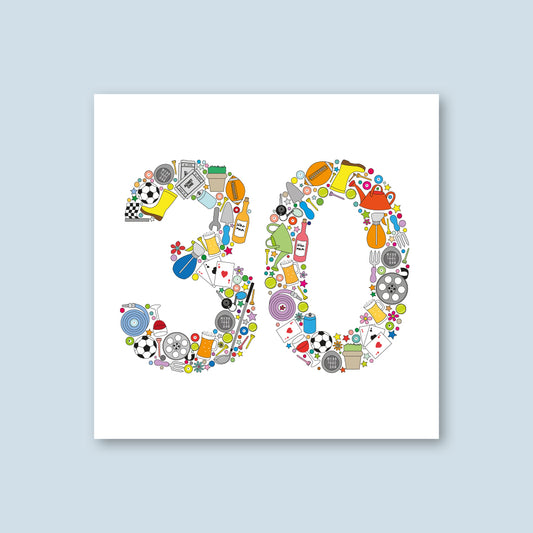 Male 30th Birthday Card - WHOLESALE PACK OF 6