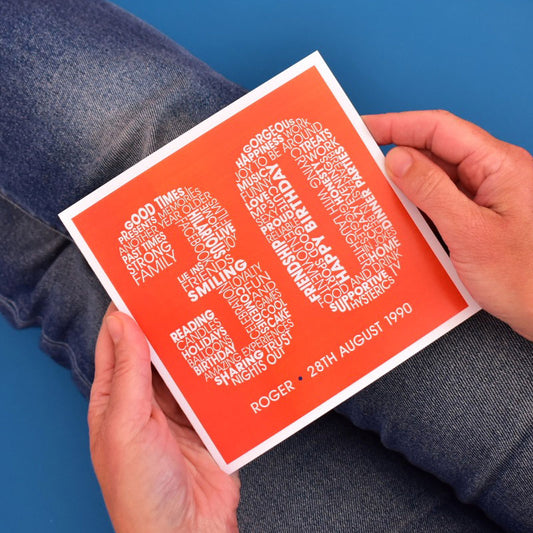 Typographic Personalised 30th Birthday Card