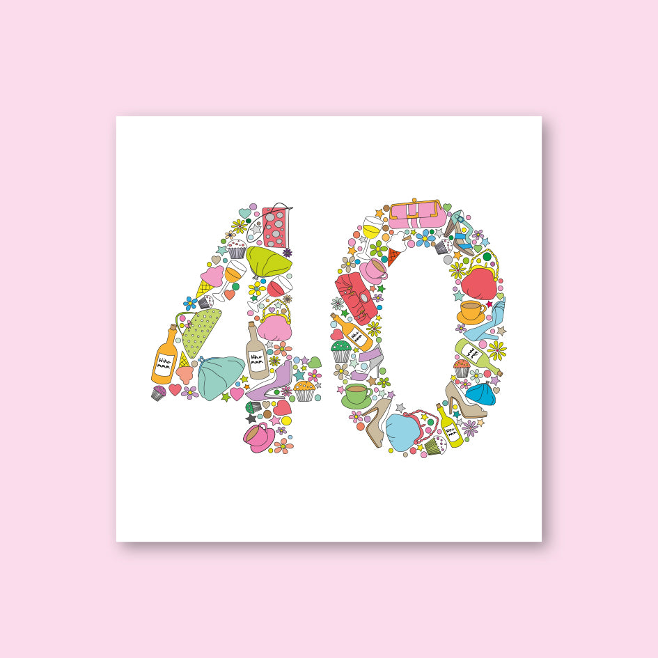 Female 40th Birthday Card - WHOLESALE PACK OF 6