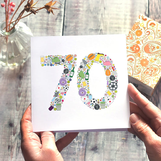 70th Birthday Card for Him - Hobbies and Interests