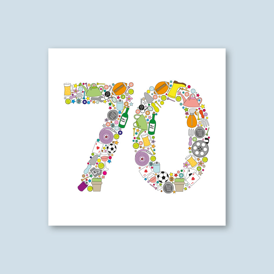 Male 70th Birthday Card - WHOLESALE PACK OF 6