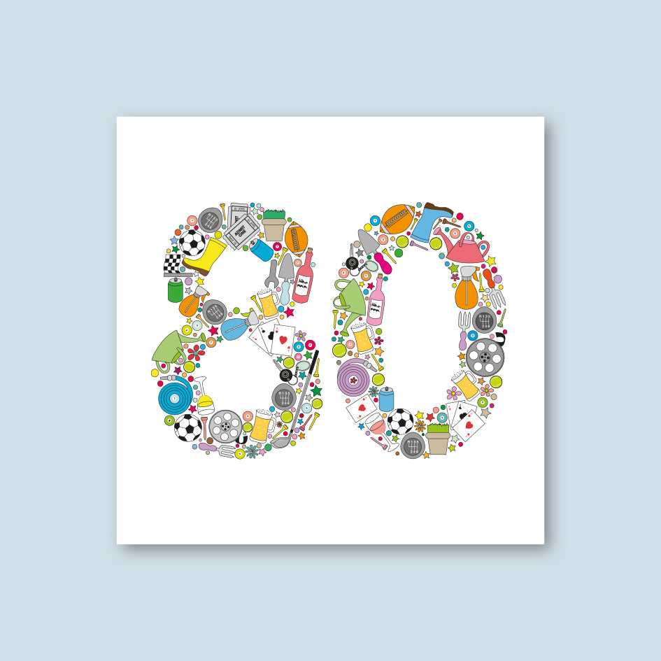 Male 80th Birthday Card - WHOLESALE PACK OF 6