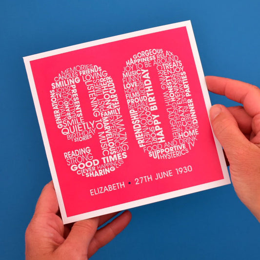 Typographic Personalised 90th Birthday Card