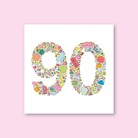 Female 90th Birthday Card - WHOLESALE PACK OF 6