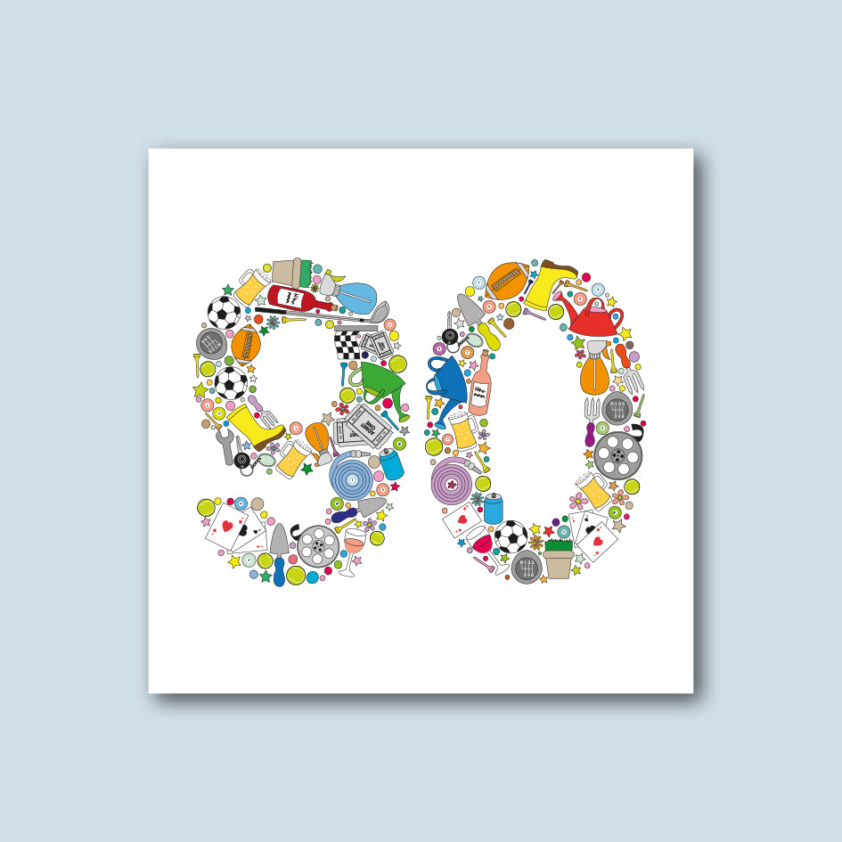 Male 90th Birthday Card - WHOLESALE PACK OF 6