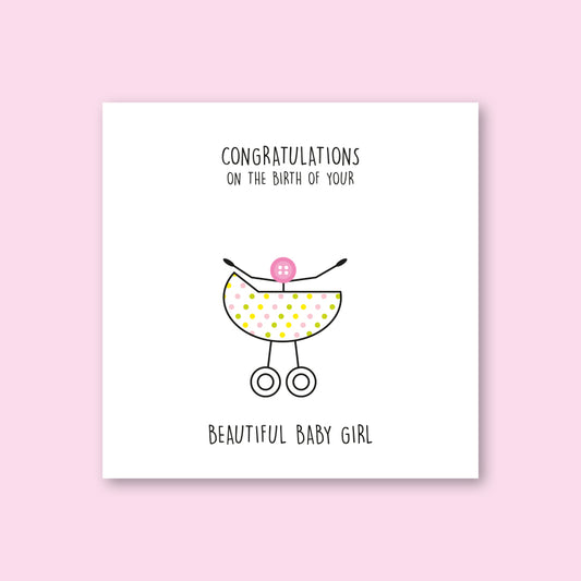 Baby Girl Card - WHOLESALE PACK OF 6