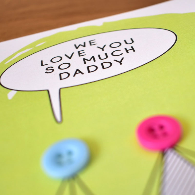 Love You Daddy Button People Card
