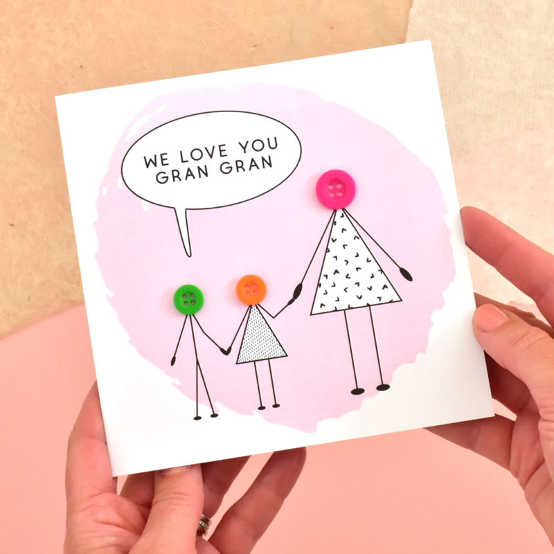 Love You Grandma Button People Card