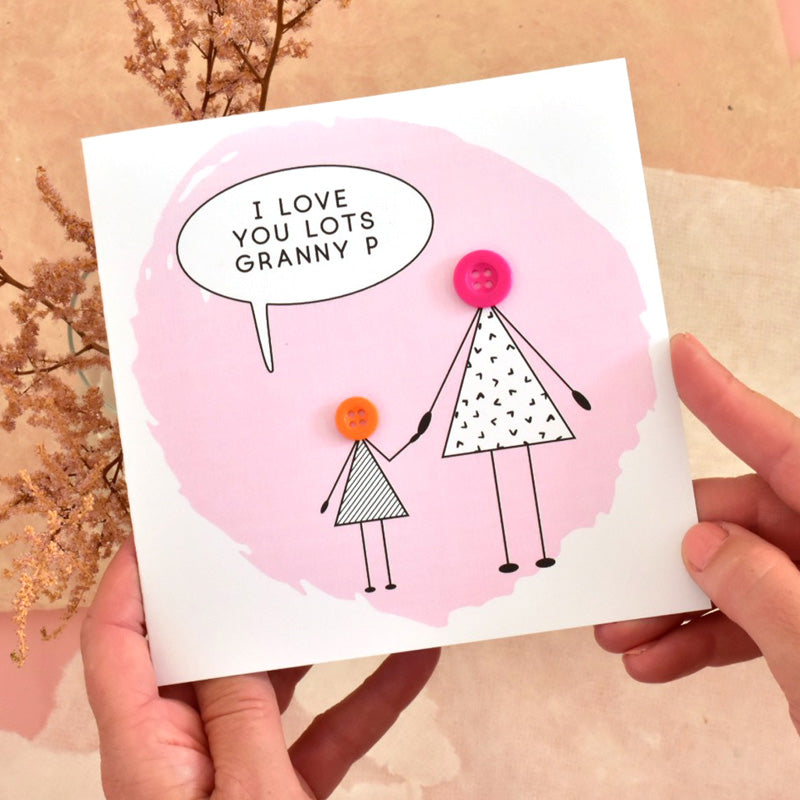 Love You Grandma Button People Card