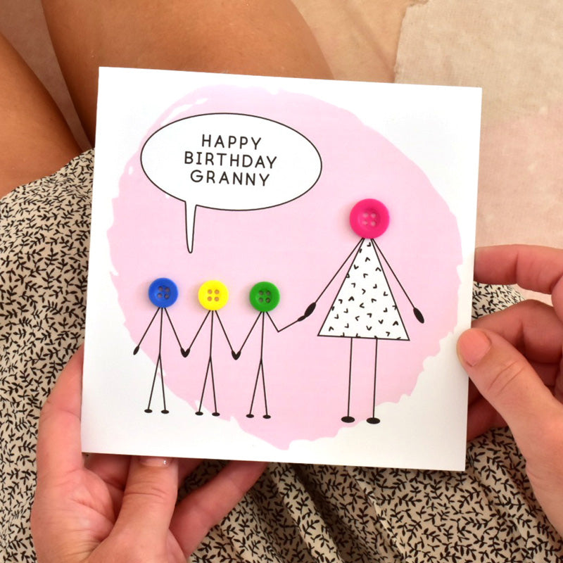 Love You Grandma Button People Card
