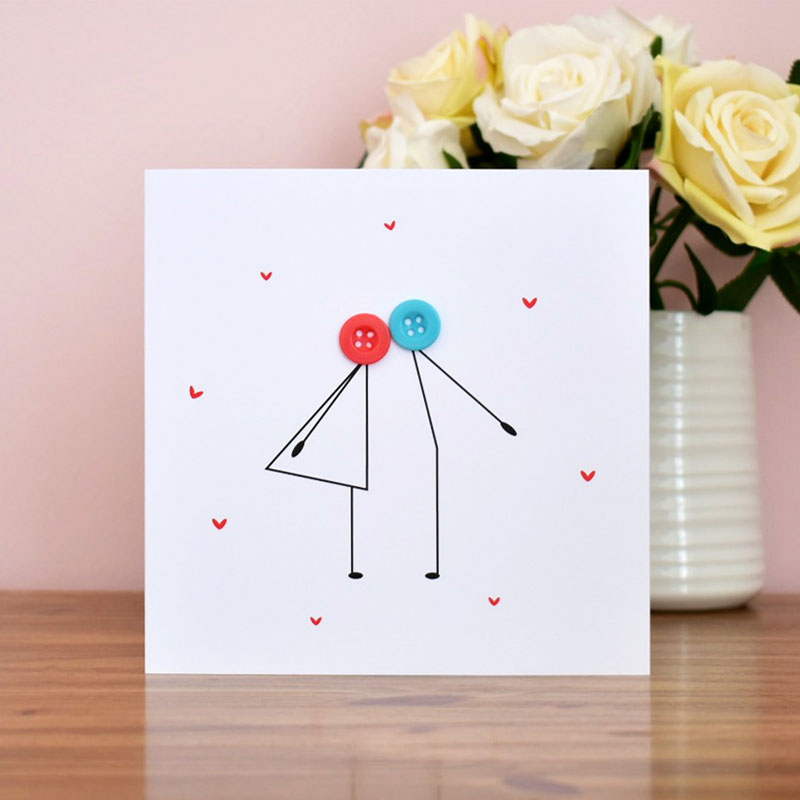 Kissing Button People Card