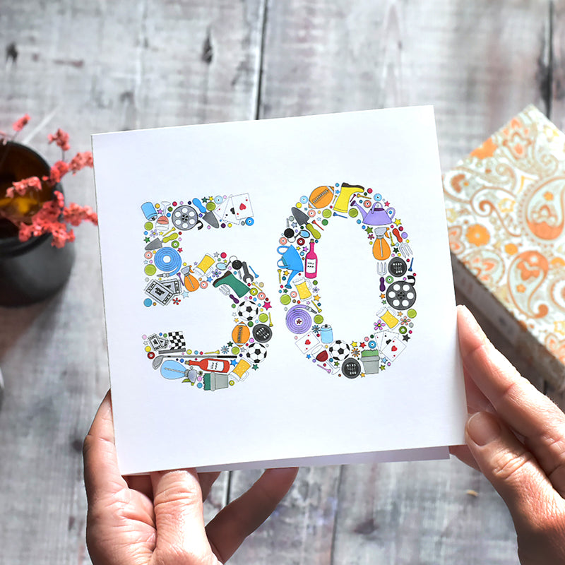 50th Birthday Card for Him - Hobbies and Interests