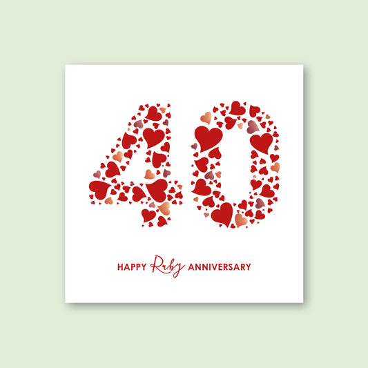 Ruby Anniversary Card - WHOLESALE PACK OF 6
