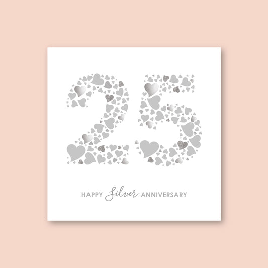 Silver Anniversary Card - WHOLESALE PACK OF 6