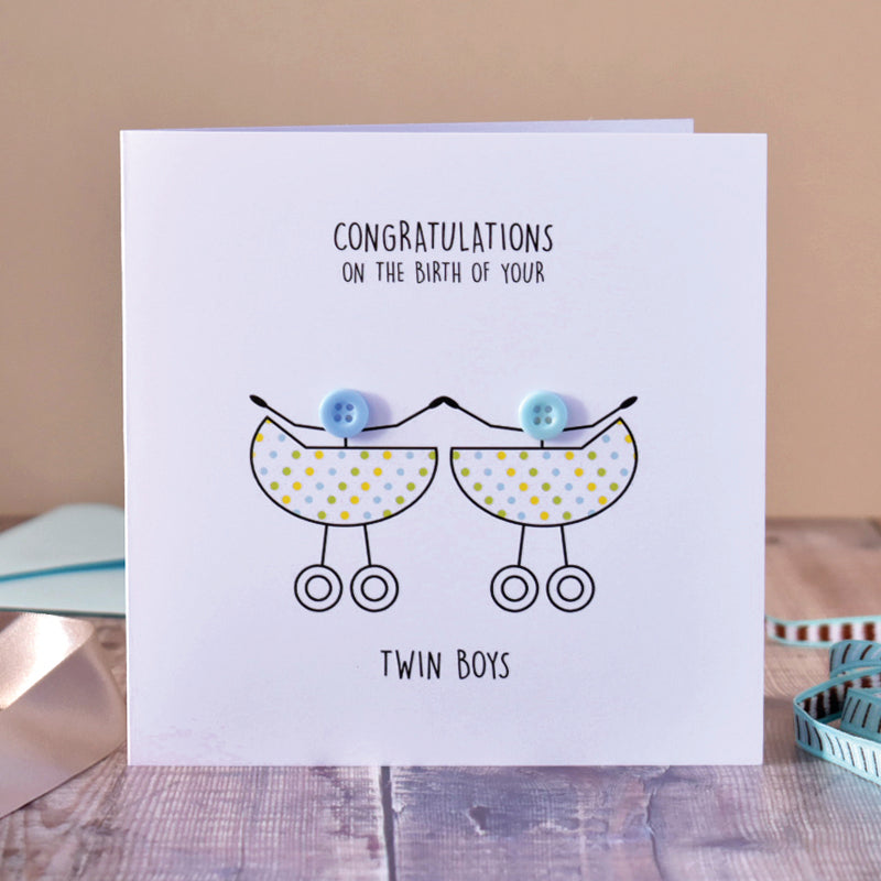Twin Boys Card - WHOLESALE PACK OF 6