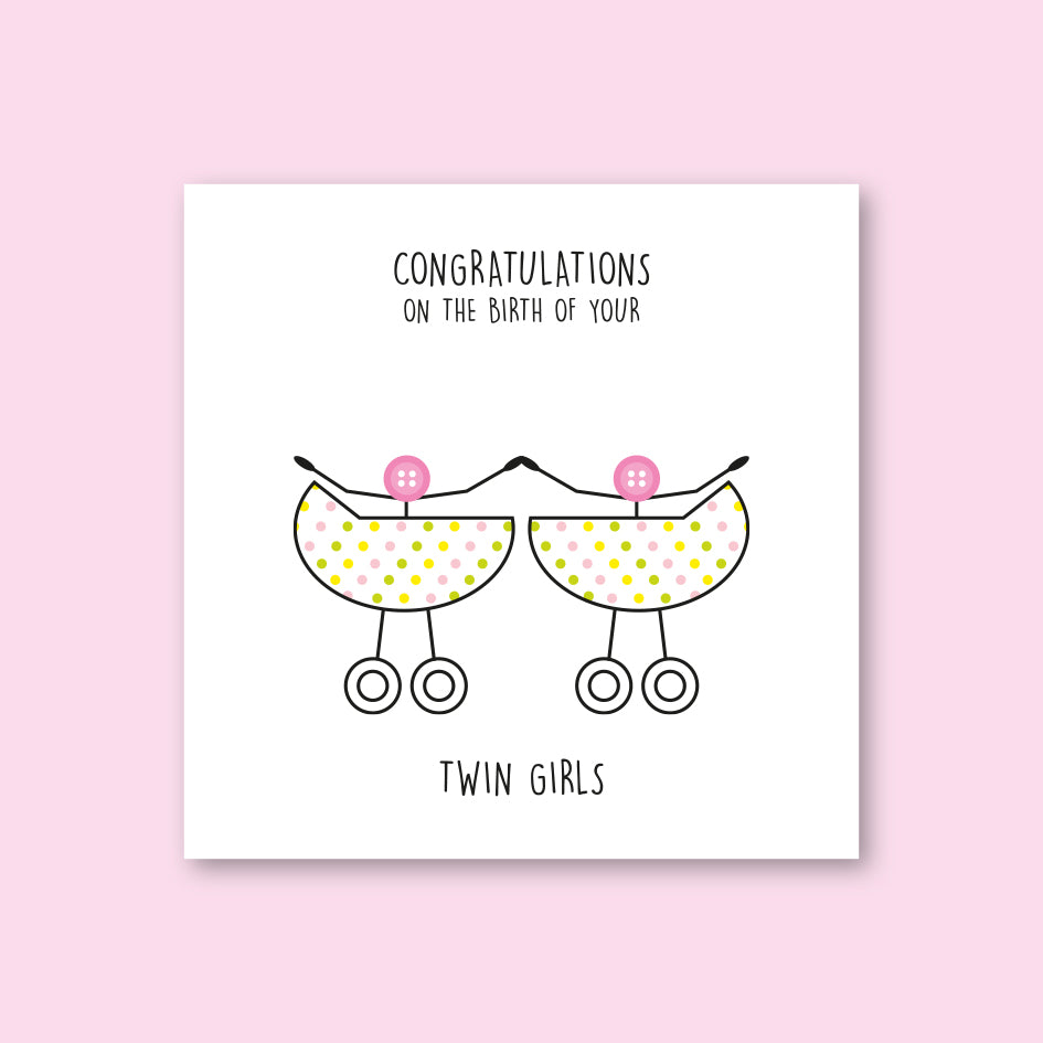 Twin Girls Card - WHOLESALE PACK OF 6
