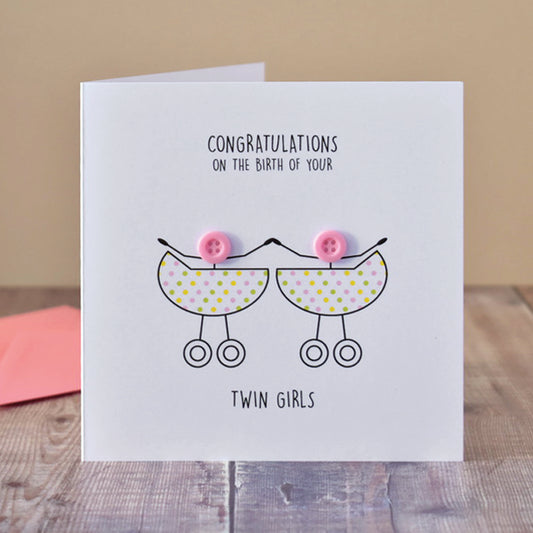 Newborn Twin Girls Congratulations Card