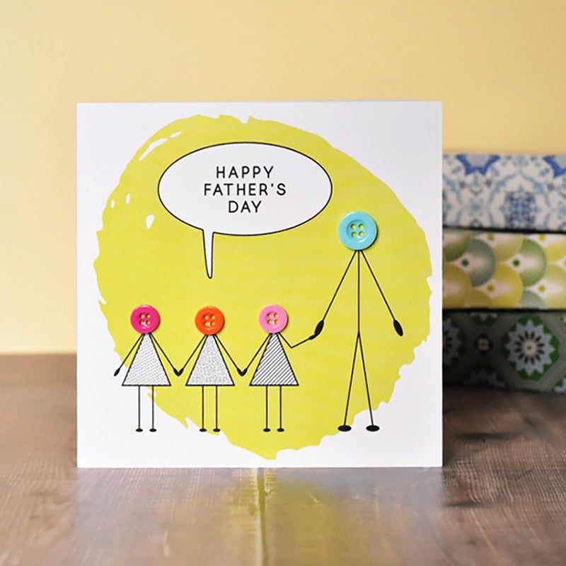 Love You Daddy Button People Card