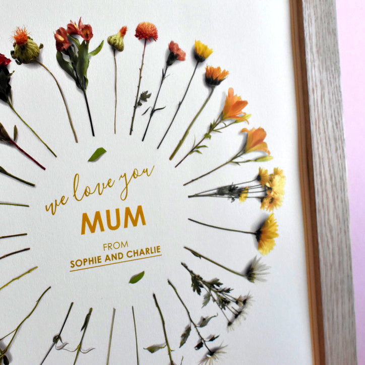 We Love You Mum Floral Print - Unframed